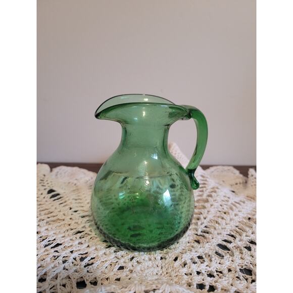 vintage mid-century modern hand blown glass pitcher - Picture 2 of 7